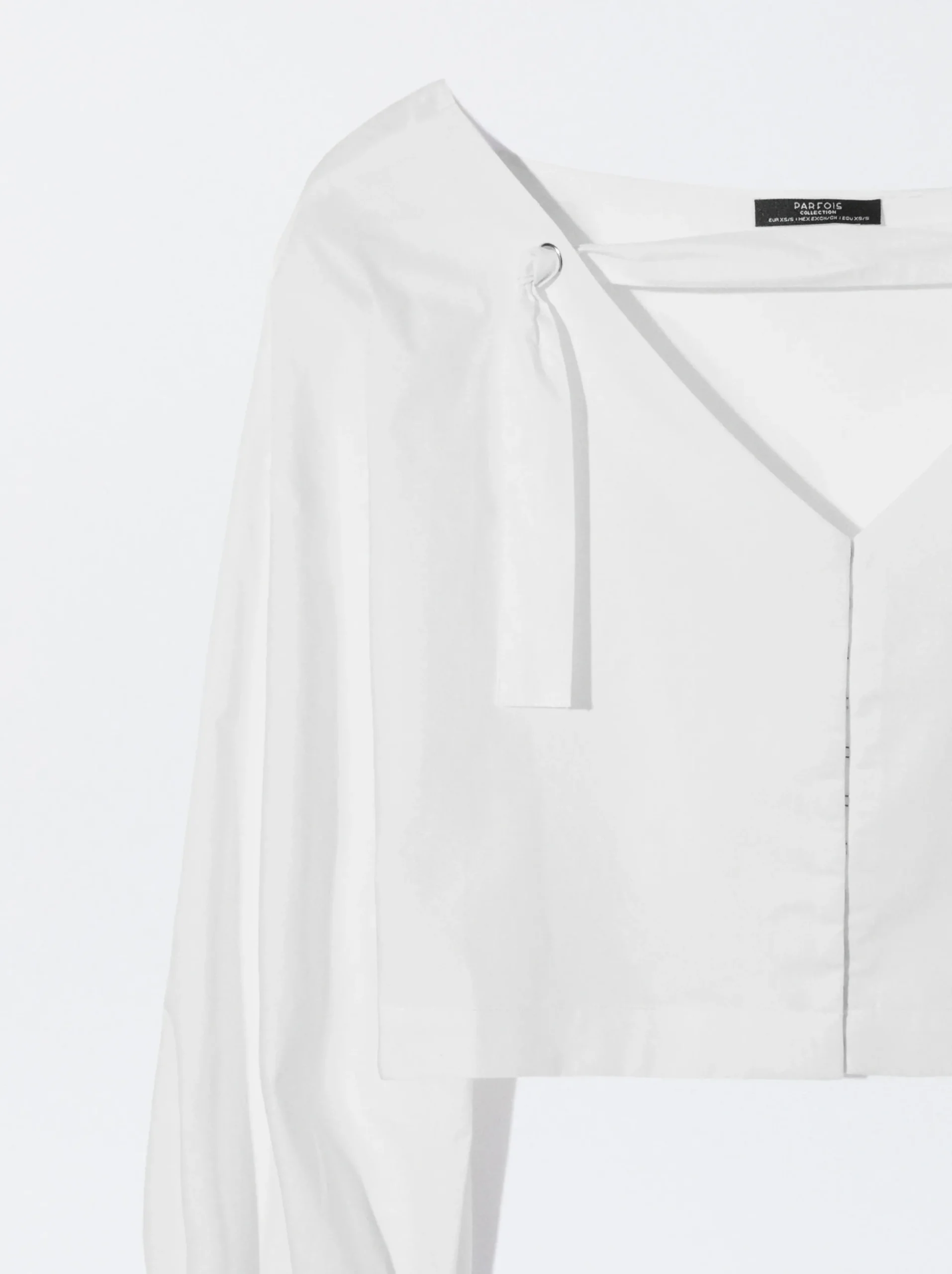 PARFOIS Camisa Cropped Manga Abullonada Blanco Store