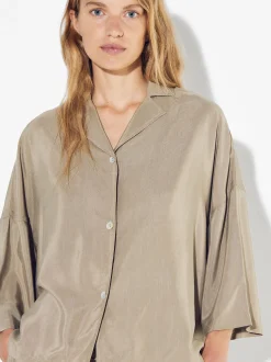 PARFOIS Camisa Cupro Con Botones Beige Hot
