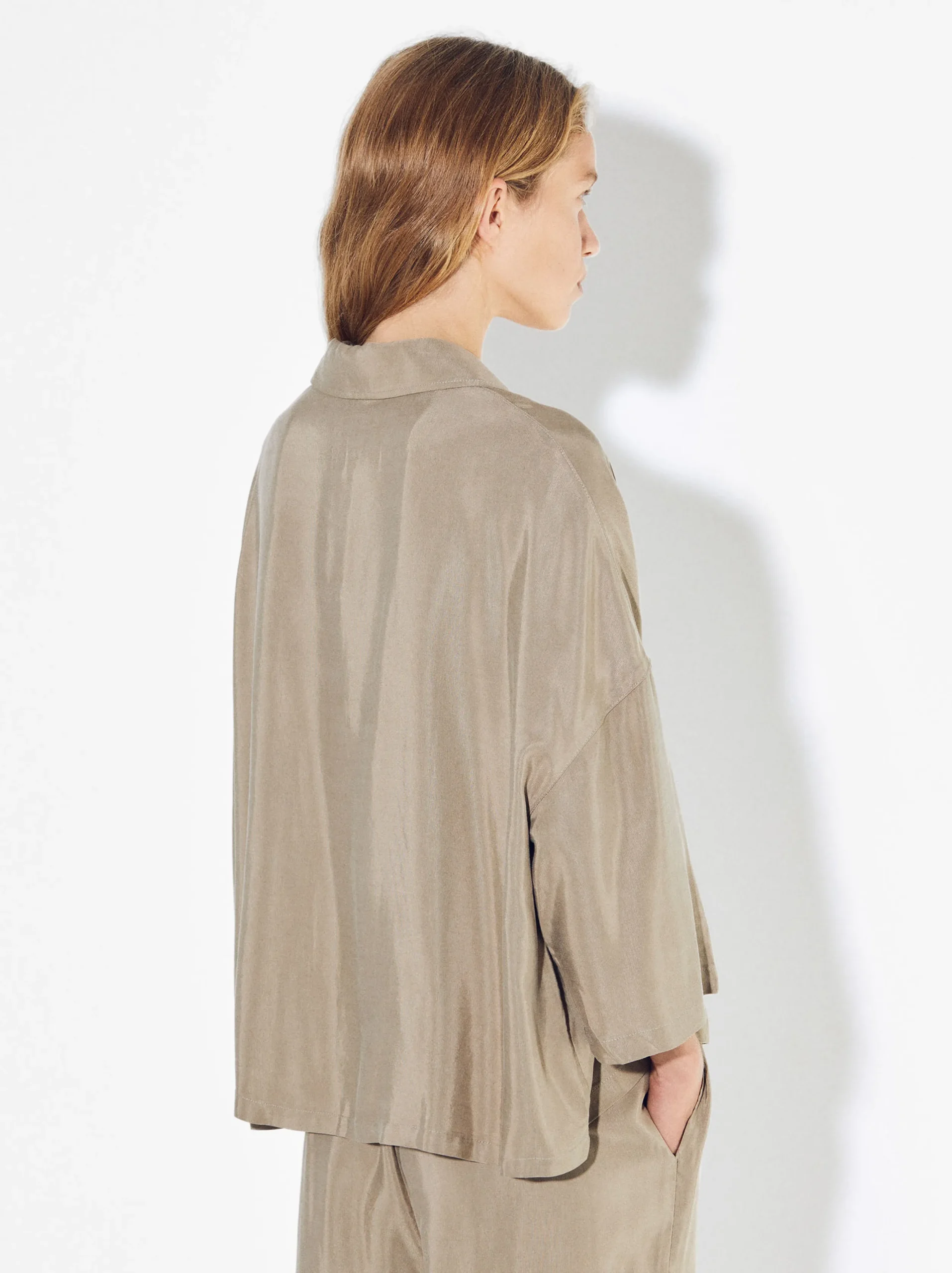 PARFOIS Camisa Cupro Con Botones Beige Hot
