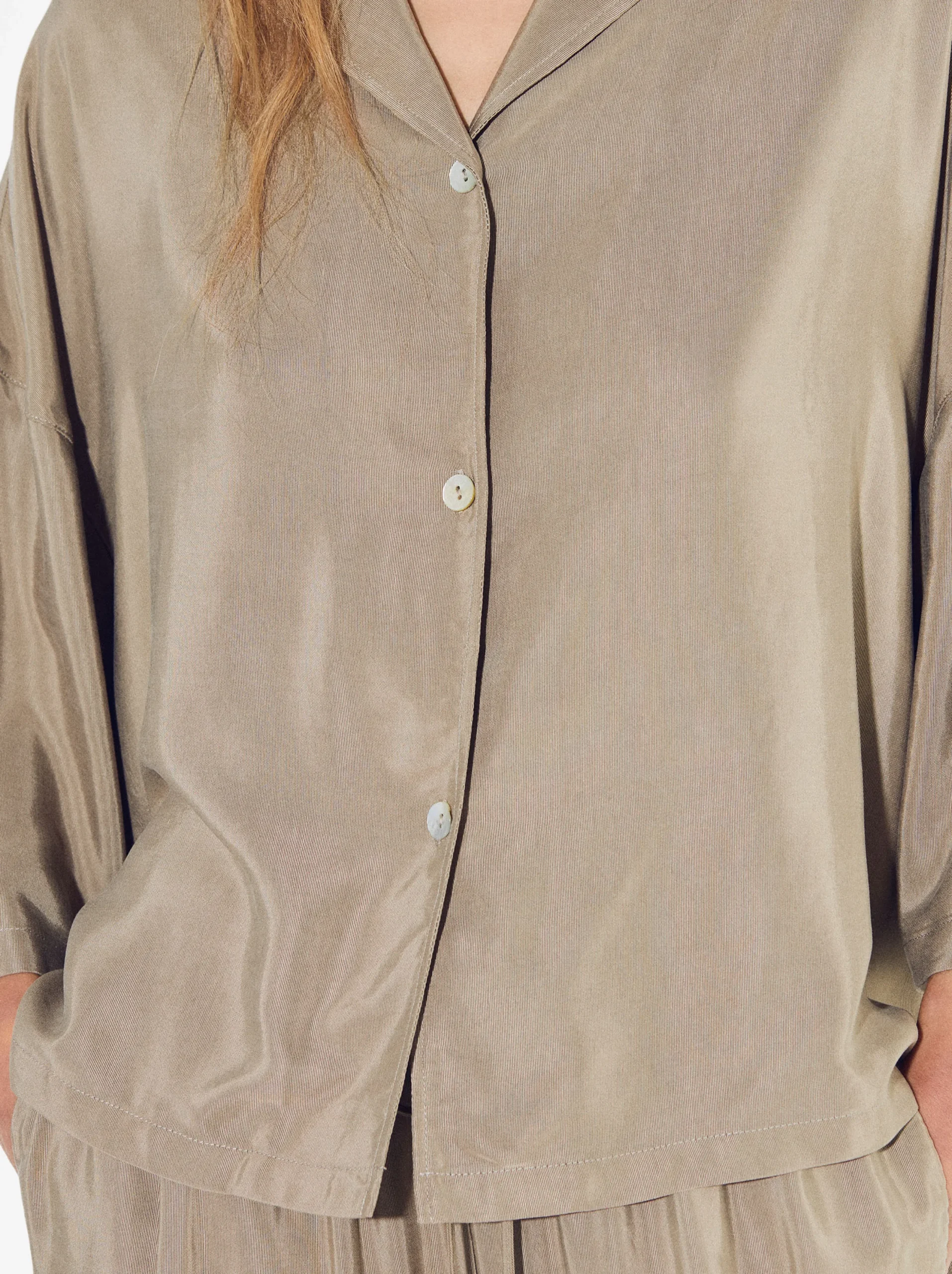 PARFOIS Camisa Cupro Con Botones Beige Hot