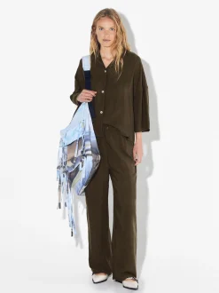 PARFOIS Camisa Cupro Con Botones Caqui Fashion