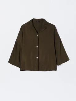PARFOIS Camisa Cupro Con Botones Caqui Fashion