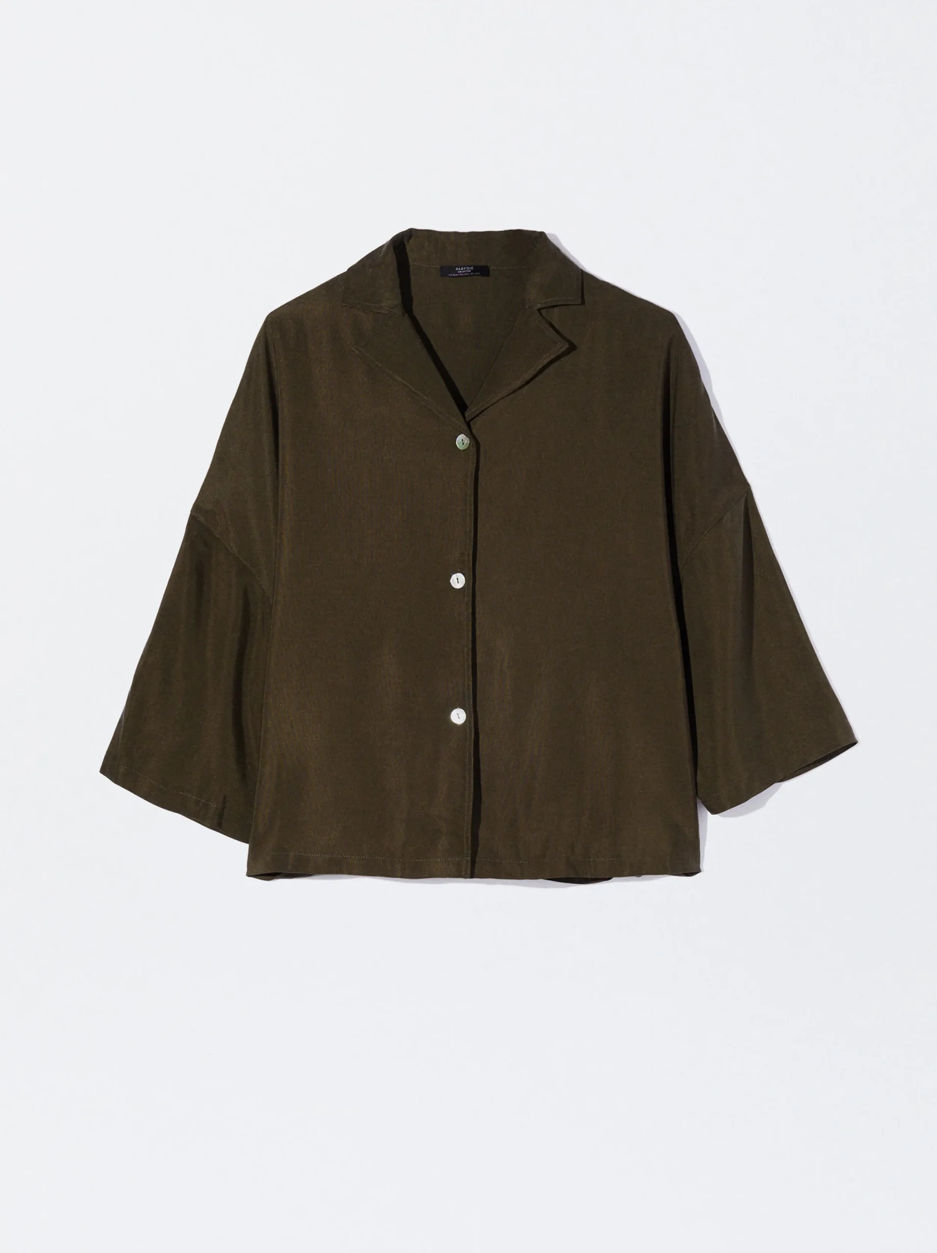 PARFOIS Camisa Cupro Con Botones Caqui Fashion