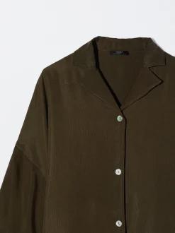 PARFOIS Camisa Cupro Con Botones Caqui Fashion