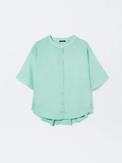 PARFOIS Camisa De Algod&oacute;n Azul Cheap