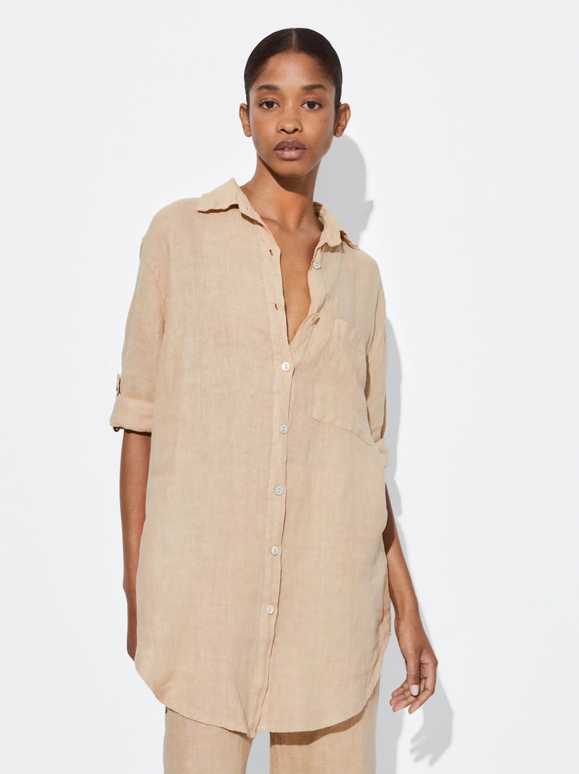 PARFOIS Camisa De Lino Crudo Cheap