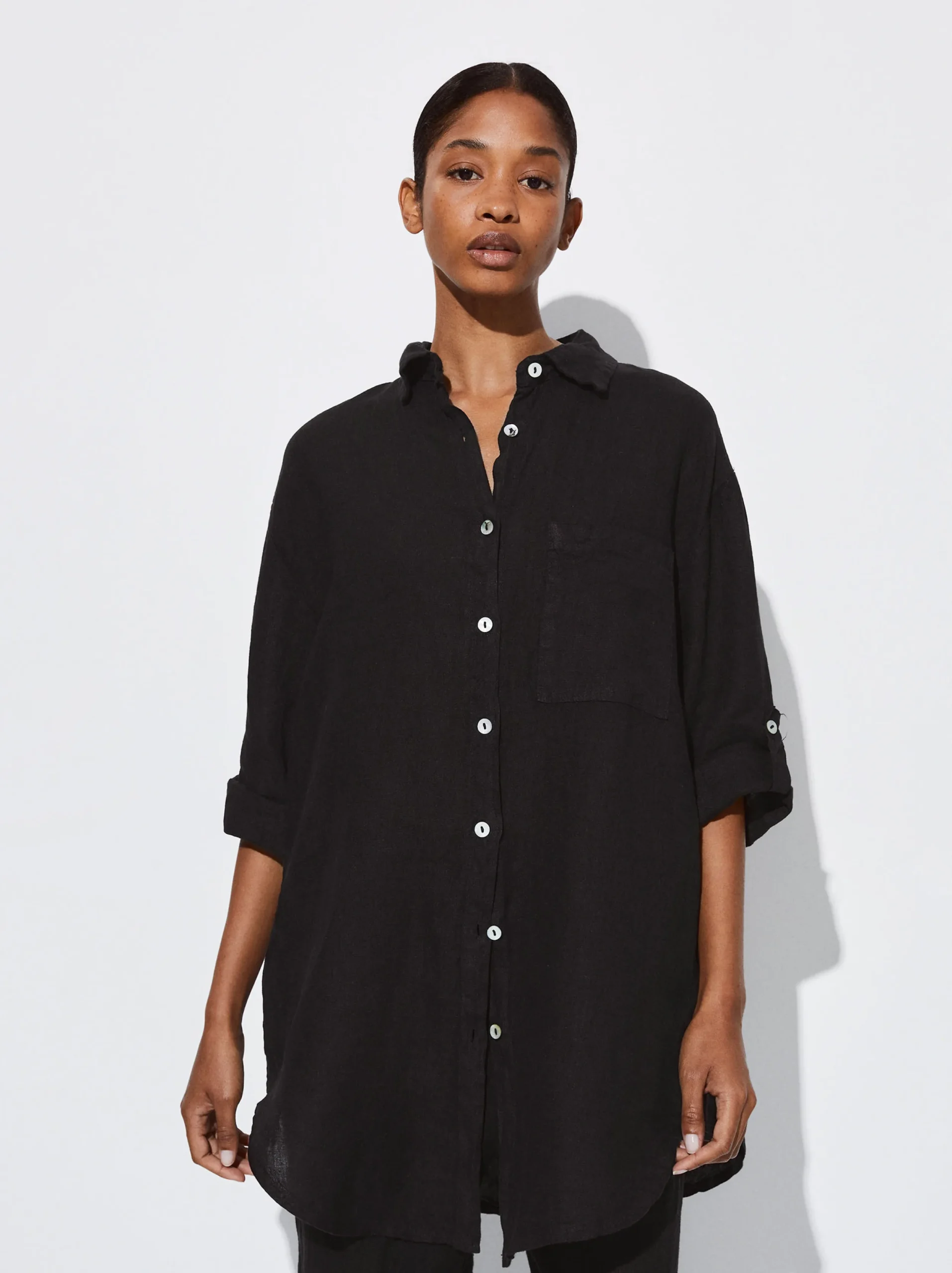PARFOIS Camisa De Lino Negro Best