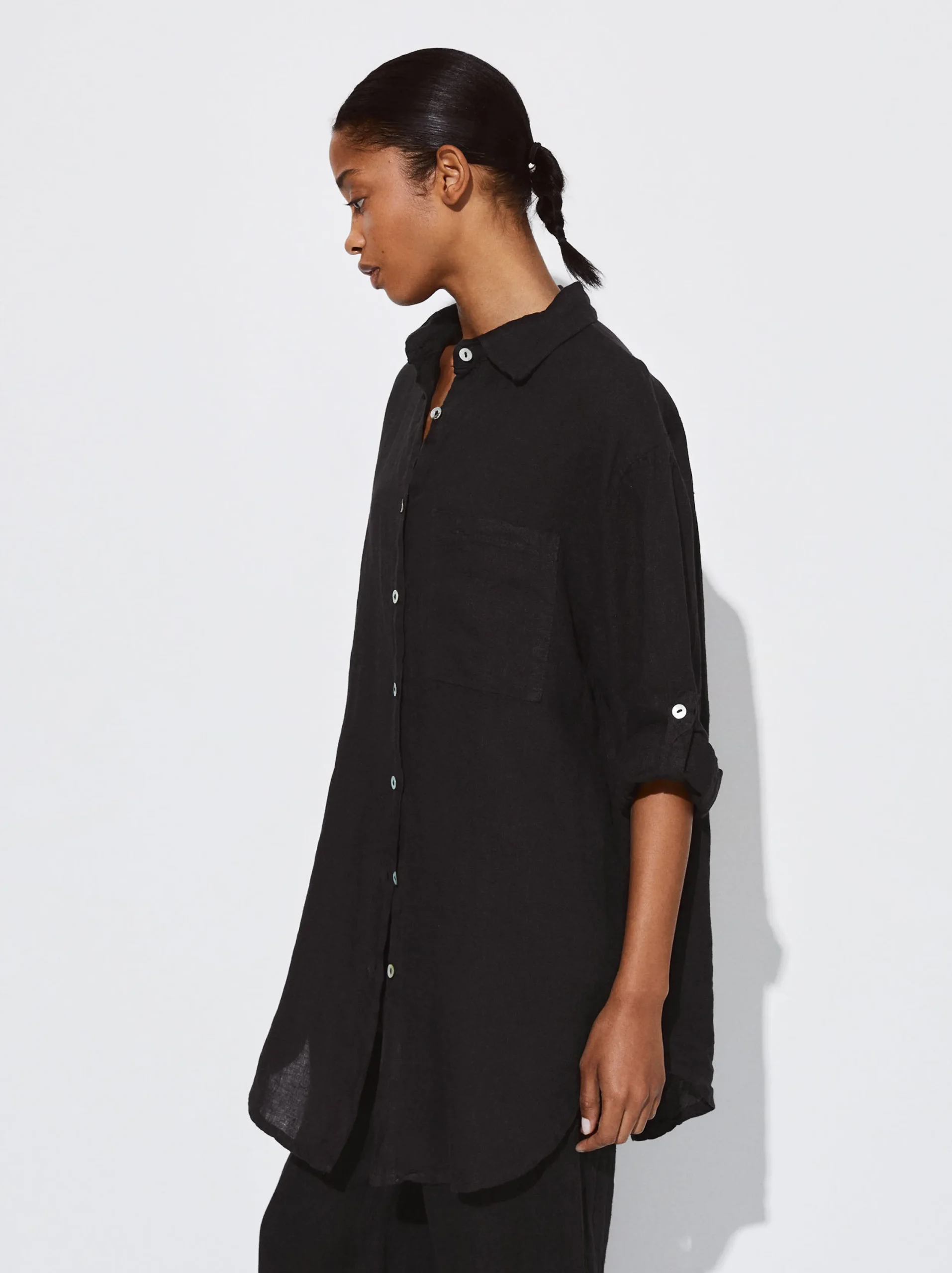 PARFOIS Camisa De Lino Negro Best