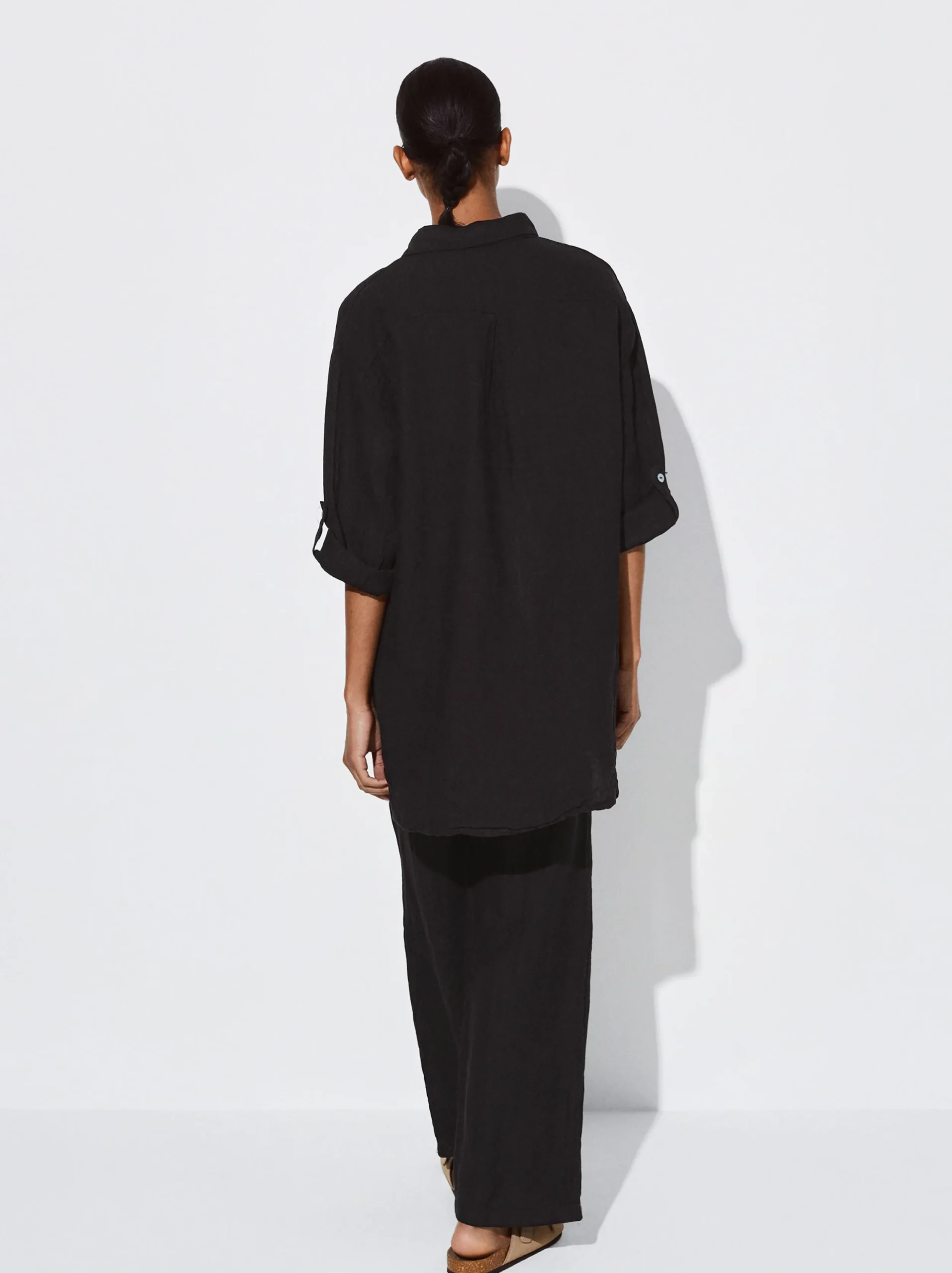 PARFOIS Camisa De Lino Negro Best