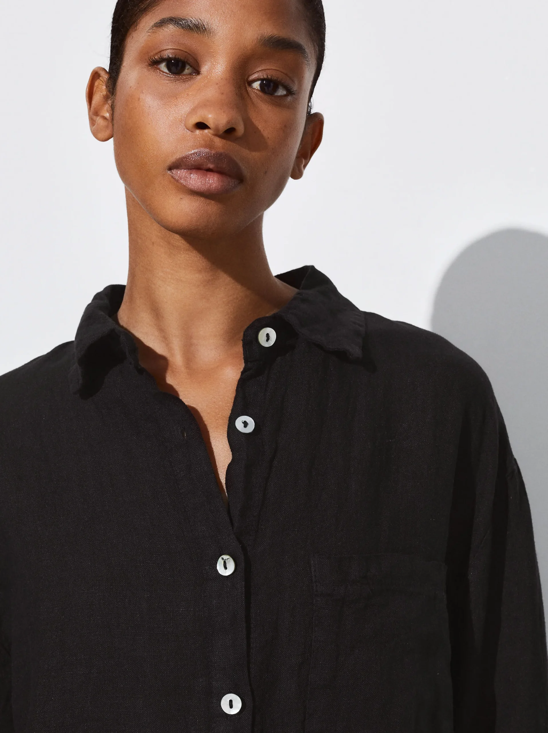 PARFOIS Camisa De Lino Negro Best