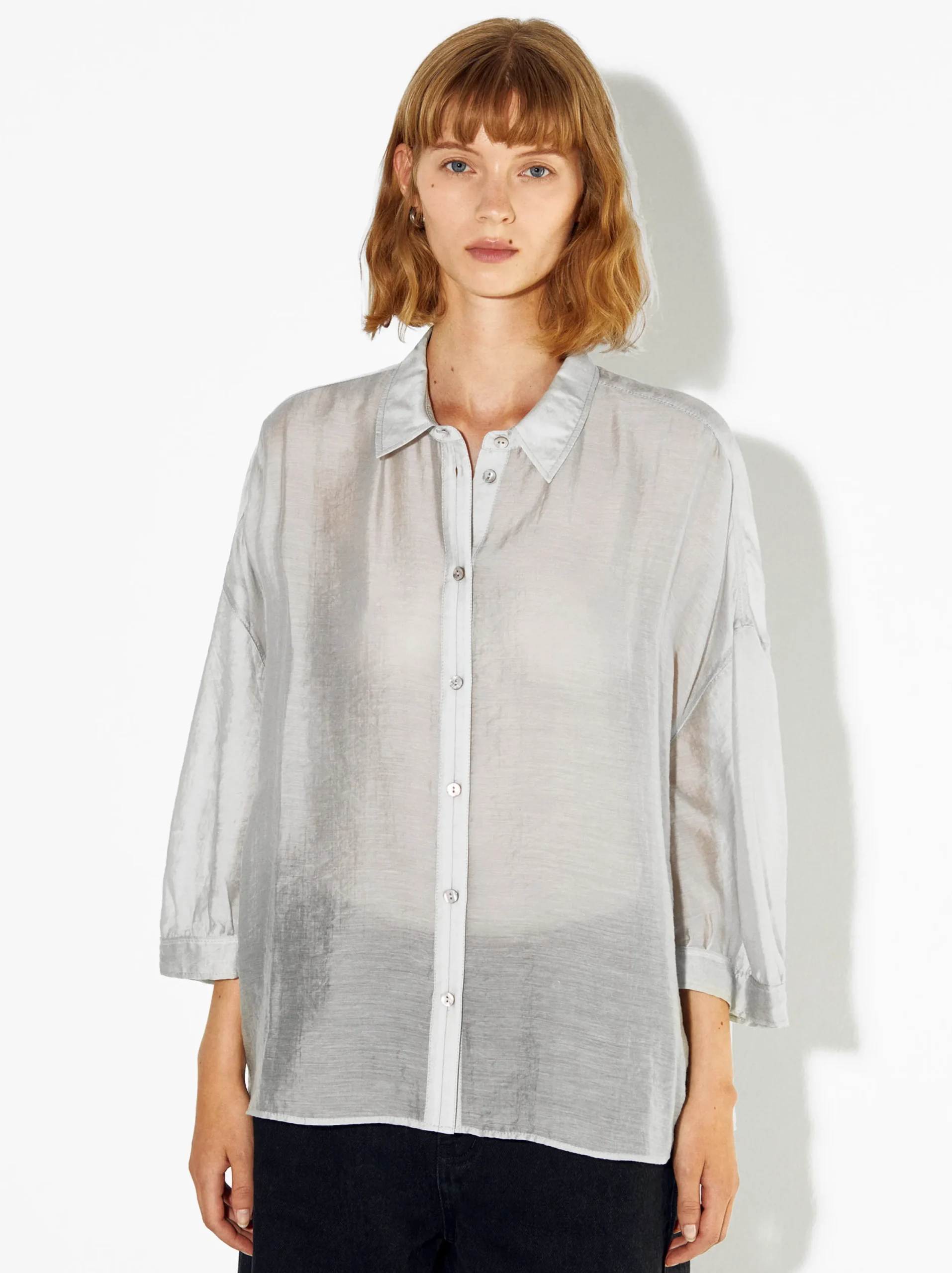 PARFOIS Camisa De Lyocell Gris Cheap