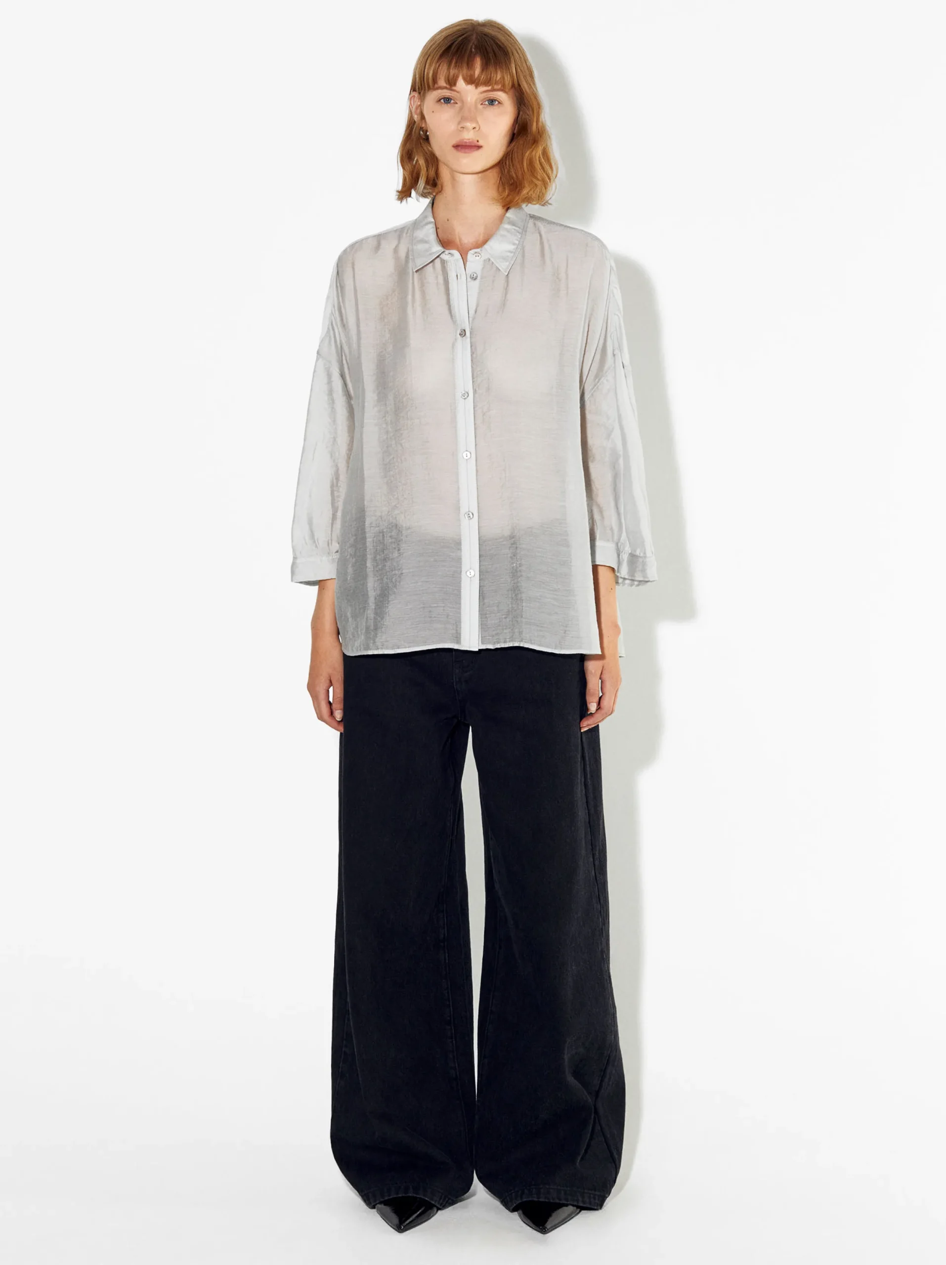 PARFOIS Camisa De Lyocell Gris Cheap