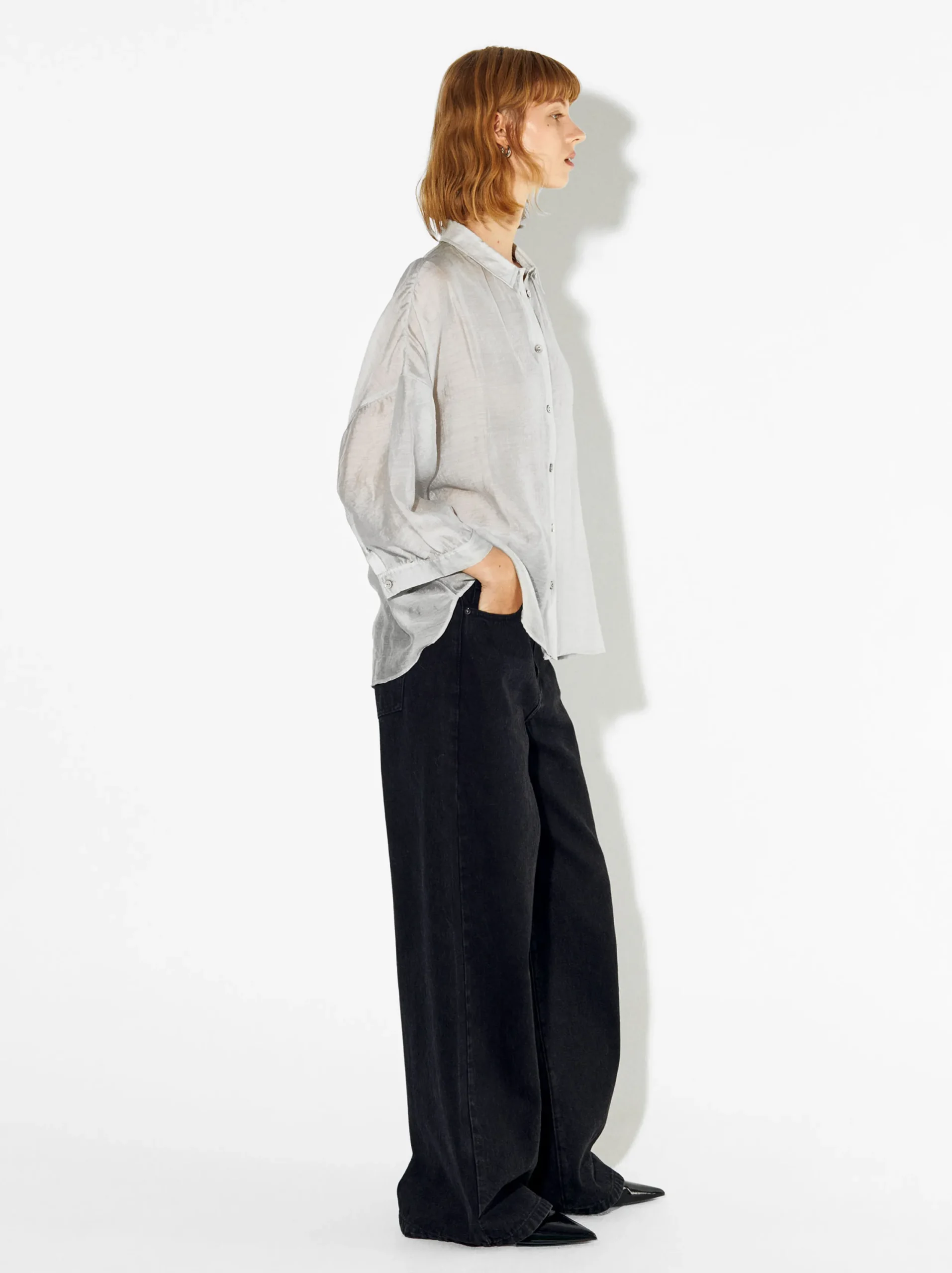 PARFOIS Camisa De Lyocell Gris Cheap