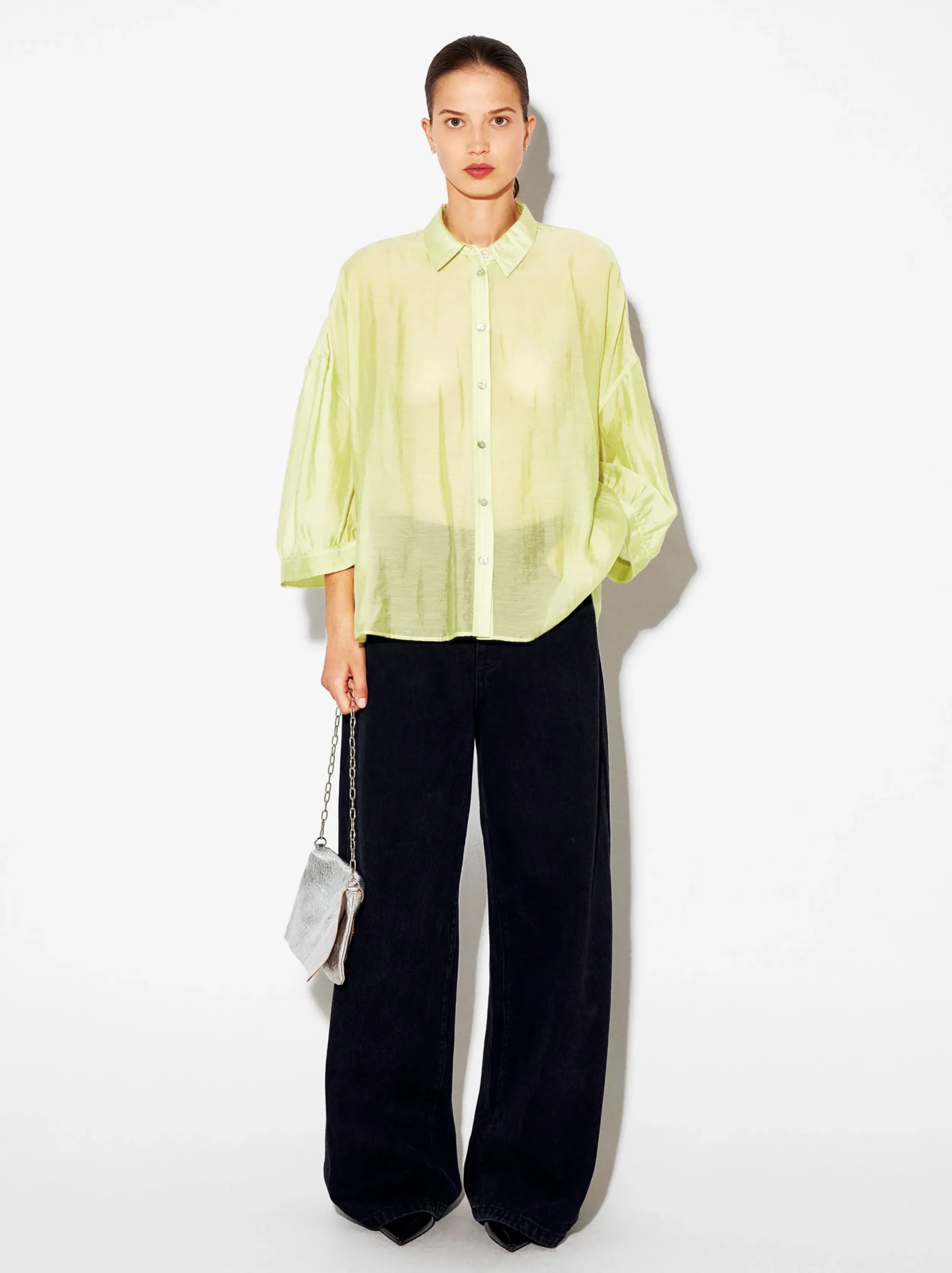PARFOIS Camisa De Lyocell Amarillo Flash Sale