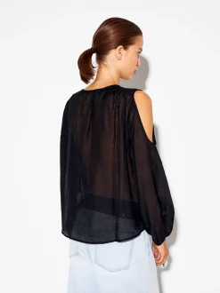 PARFOIS Camisa De Lyocell Con Hombros Abiertos Negro Flash Sale