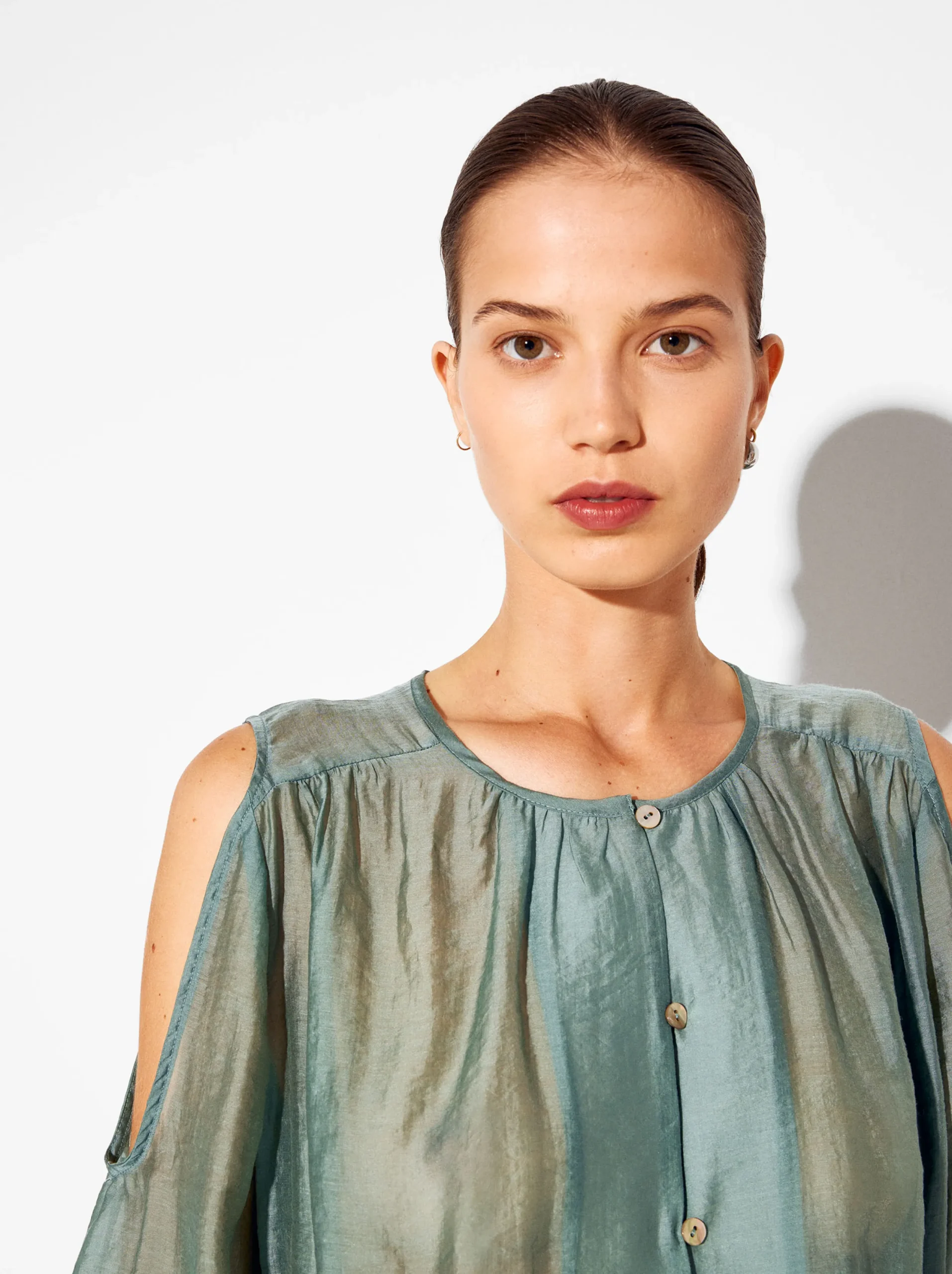 PARFOIS Camisa De Lyocell Con Hombros Abiertos Azul Cheap