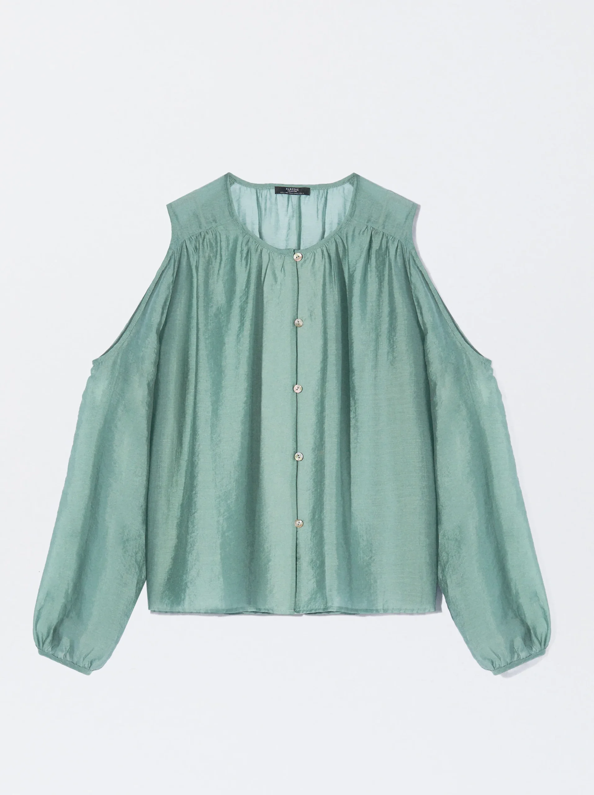 PARFOIS Camisa De Lyocell Con Hombros Abiertos Azul Cheap