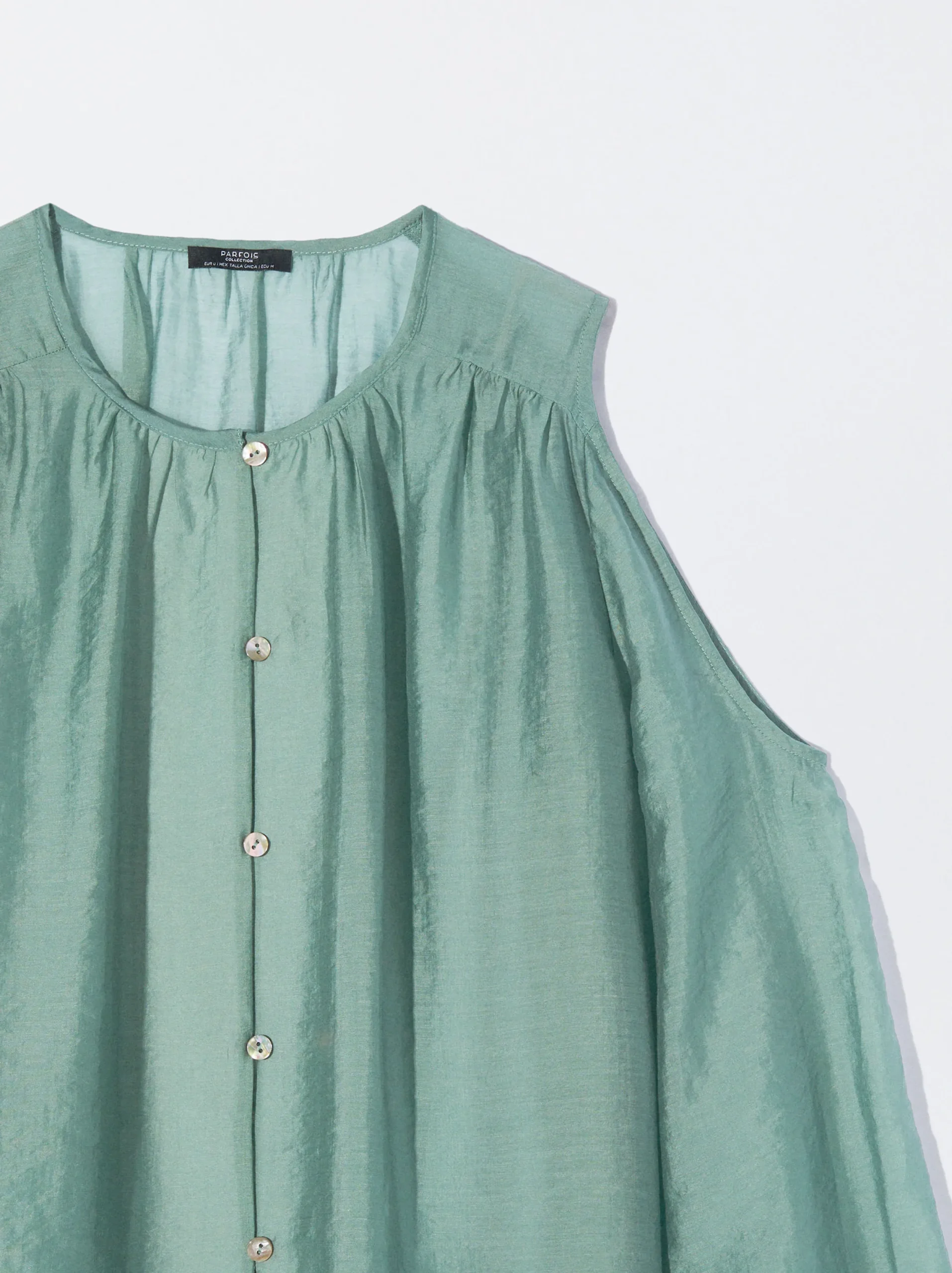 PARFOIS Camisa De Lyocell Con Hombros Abiertos Azul Cheap