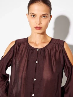 PARFOIS Camisa De Lyocell Con Hombros Abiertos Burdeos Shop