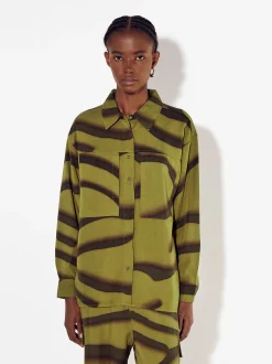 PARFOIS Camisa De Lyocell Estampada Verde Sale