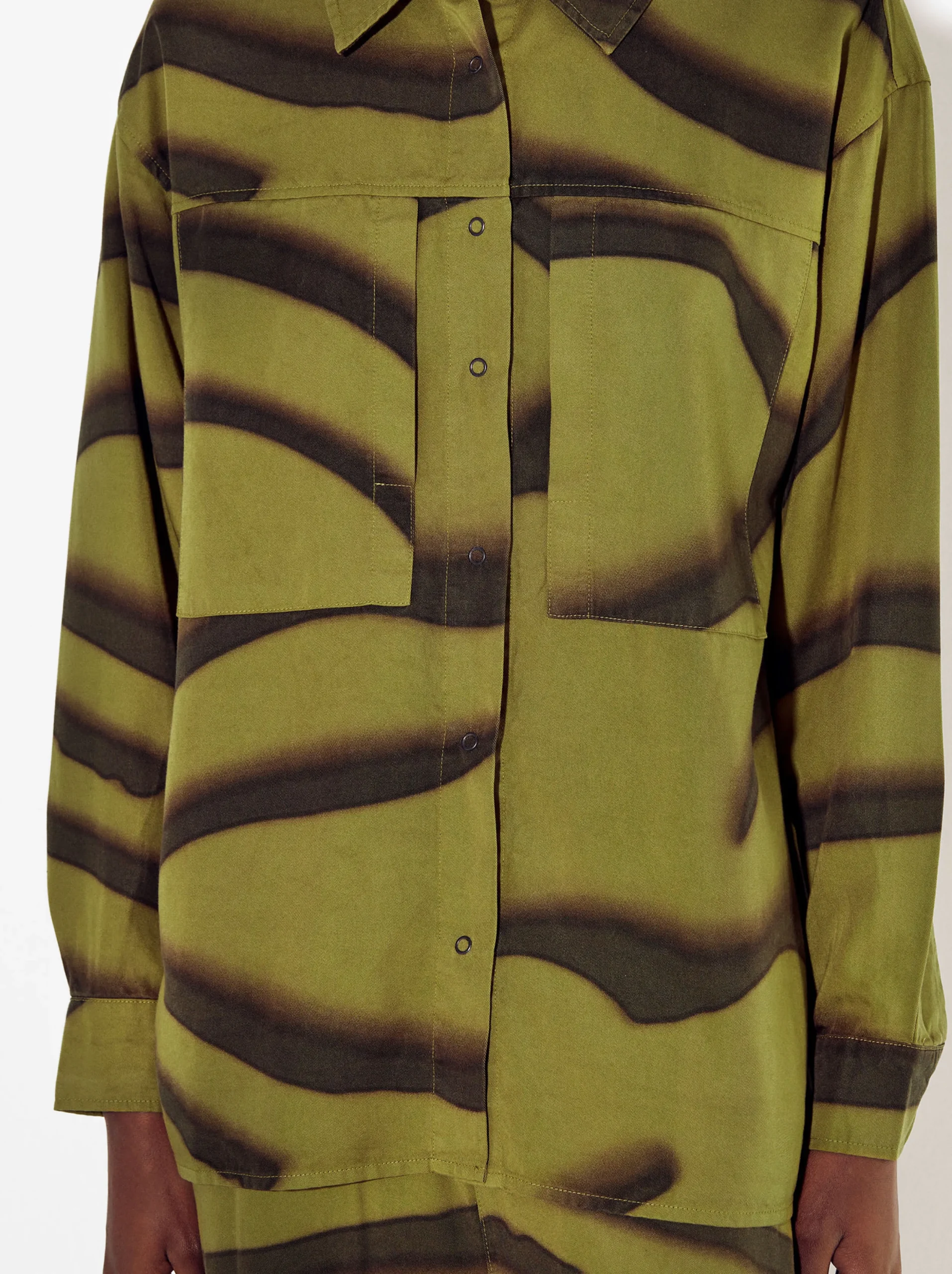 PARFOIS Camisa De Lyocell Estampada Verde Sale