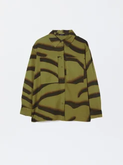PARFOIS Camisa De Lyocell Estampada Verde Sale