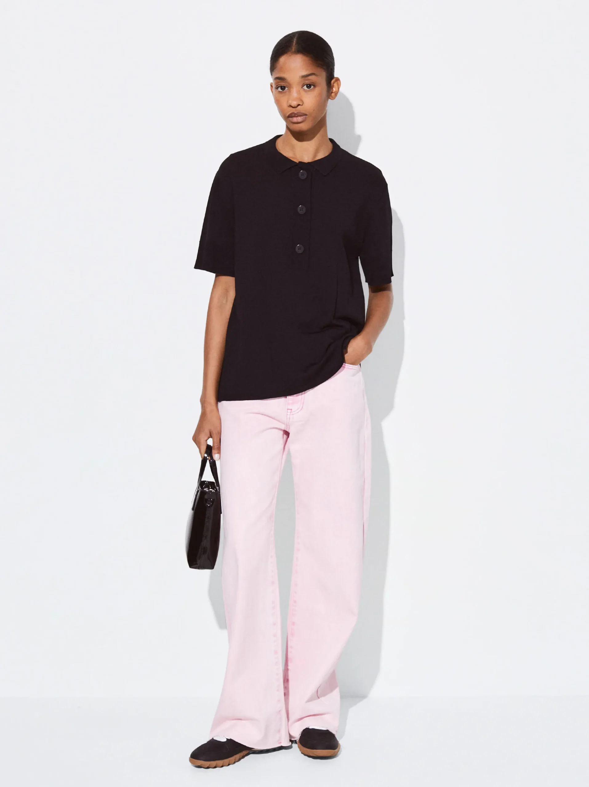 PARFOIS Camisa De Punto Cuello Redondo Negro Flash Sale