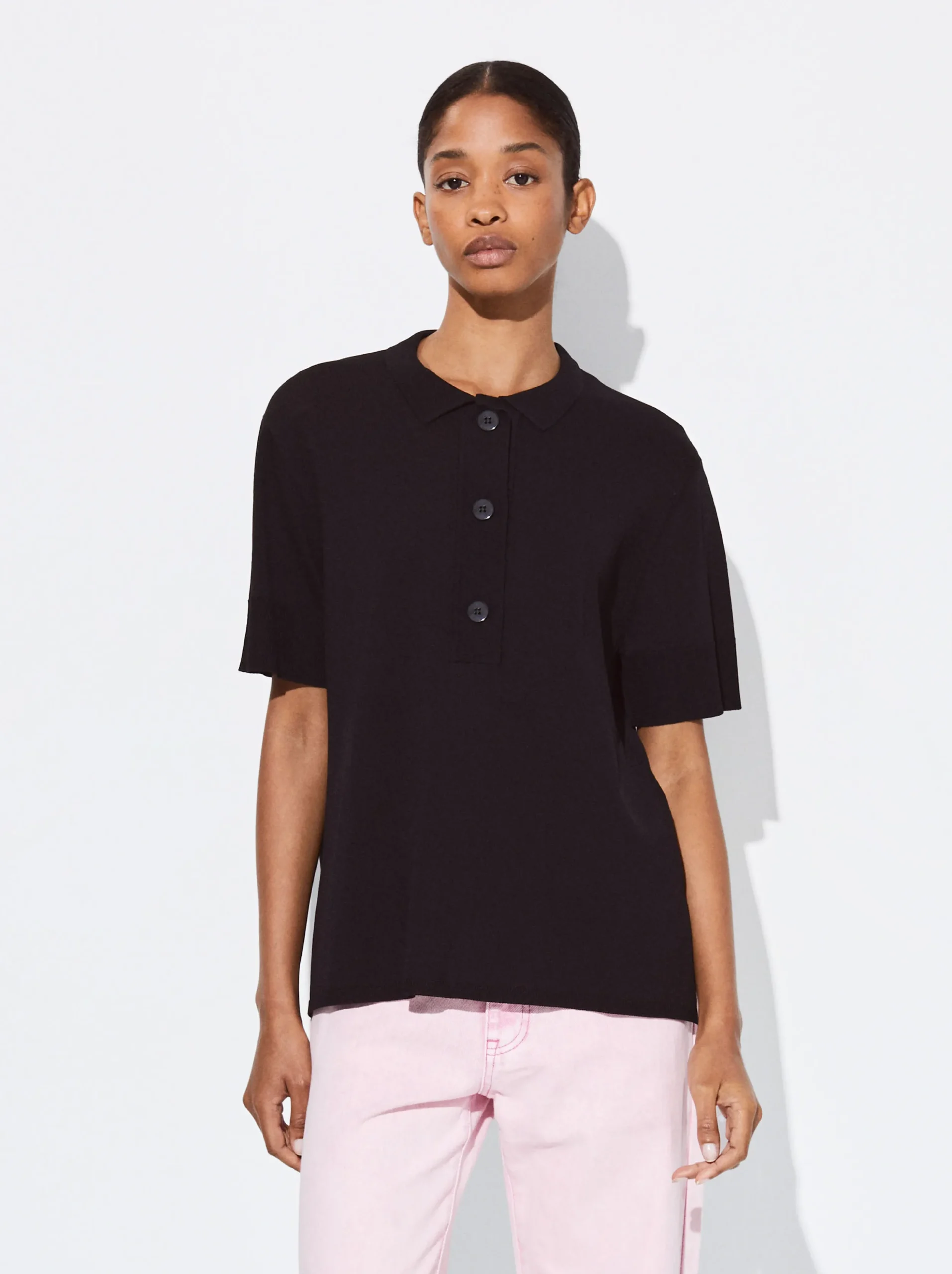 PARFOIS Camisa De Punto Cuello Redondo Negro Flash Sale