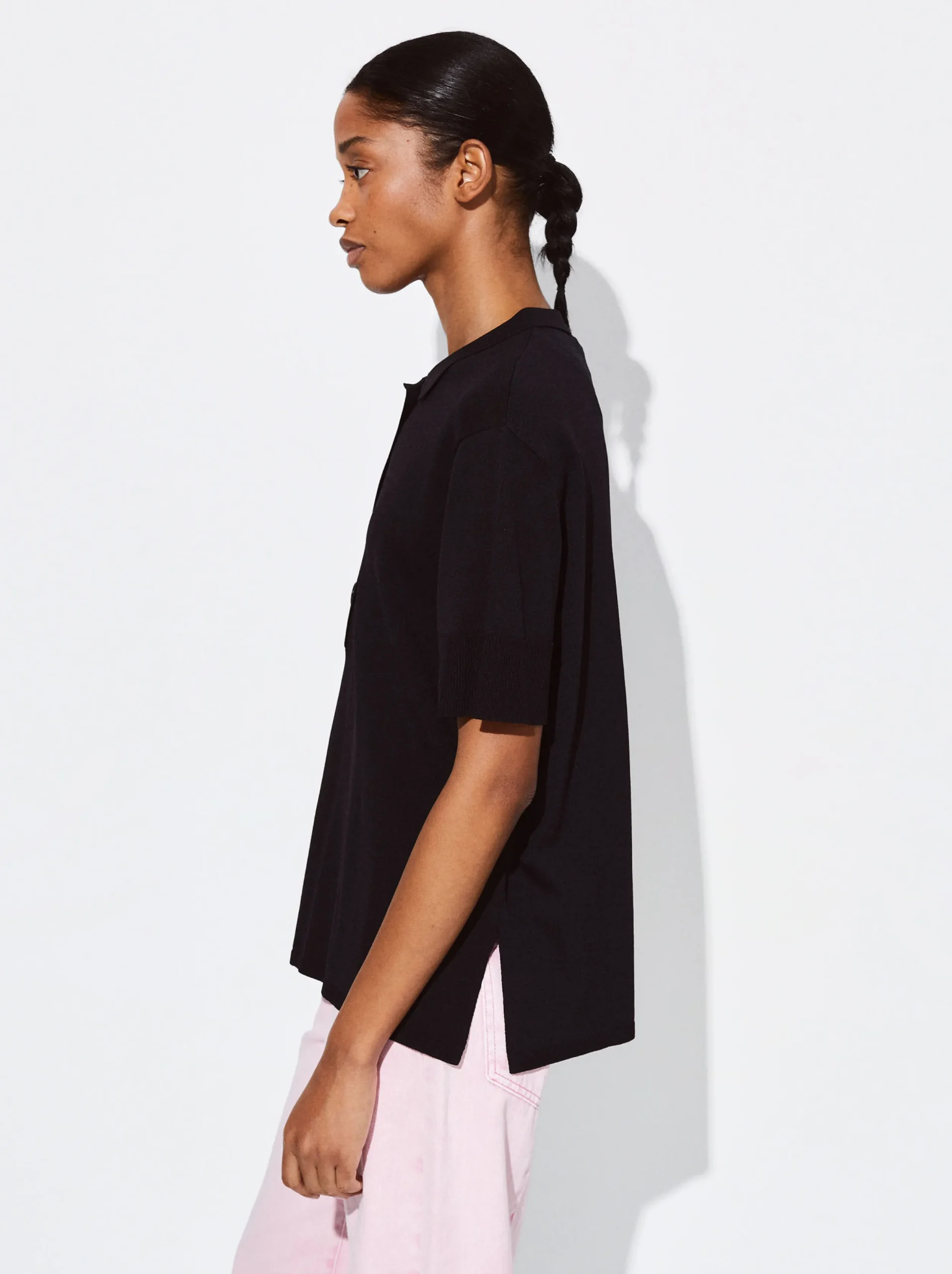 PARFOIS Camisa De Punto Cuello Redondo Negro Flash Sale
