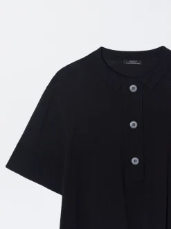 PARFOIS Camisa De Punto Cuello Redondo Negro Flash Sale