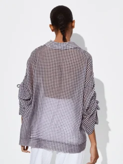 PARFOIS Camisa Estampada Con Mangas Remangadas Negro Clearance