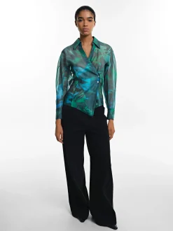 PARFOIS Camisa Estampada Cruzada Verde Clearance