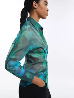 PARFOIS Camisa Estampada Cruzada Verde Clearance
