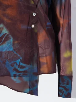 PARFOIS Camisa Estampada Cruzada Burdeos Fashion
