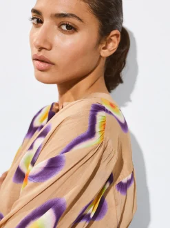 PARFOIS Camisa Estampada Manga Abullonada Multicor Sale