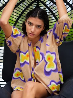 PARFOIS Camisa Estampada Manga Abullonada Multicor Sale