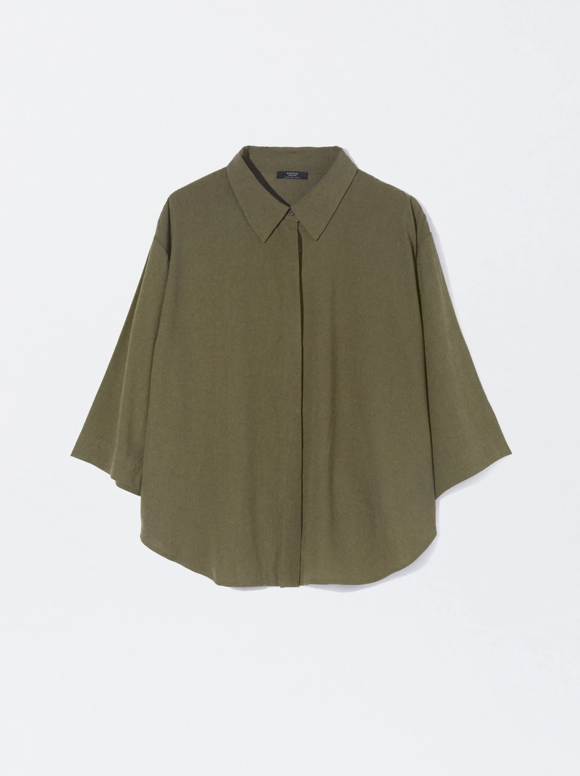 PARFOIS Camisa Fluida Con Botones Verde Shop