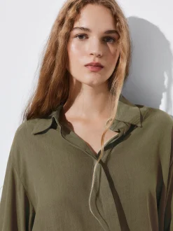 PARFOIS Camisa Fluida Con Botones Verde Shop