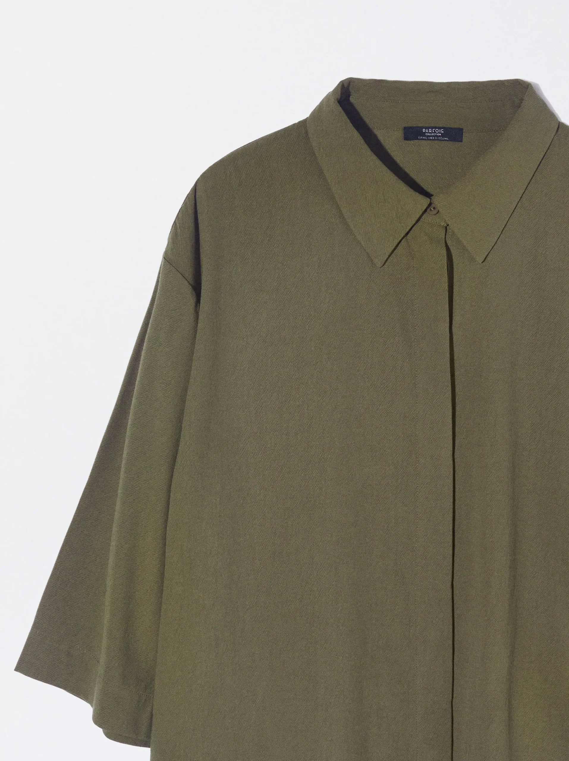 PARFOIS Camisa Fluida Con Botones Verde Shop