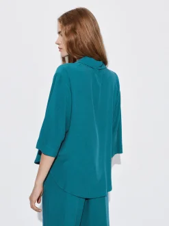 PARFOIS Camisa Fluida Con Botones Azul Best Sale