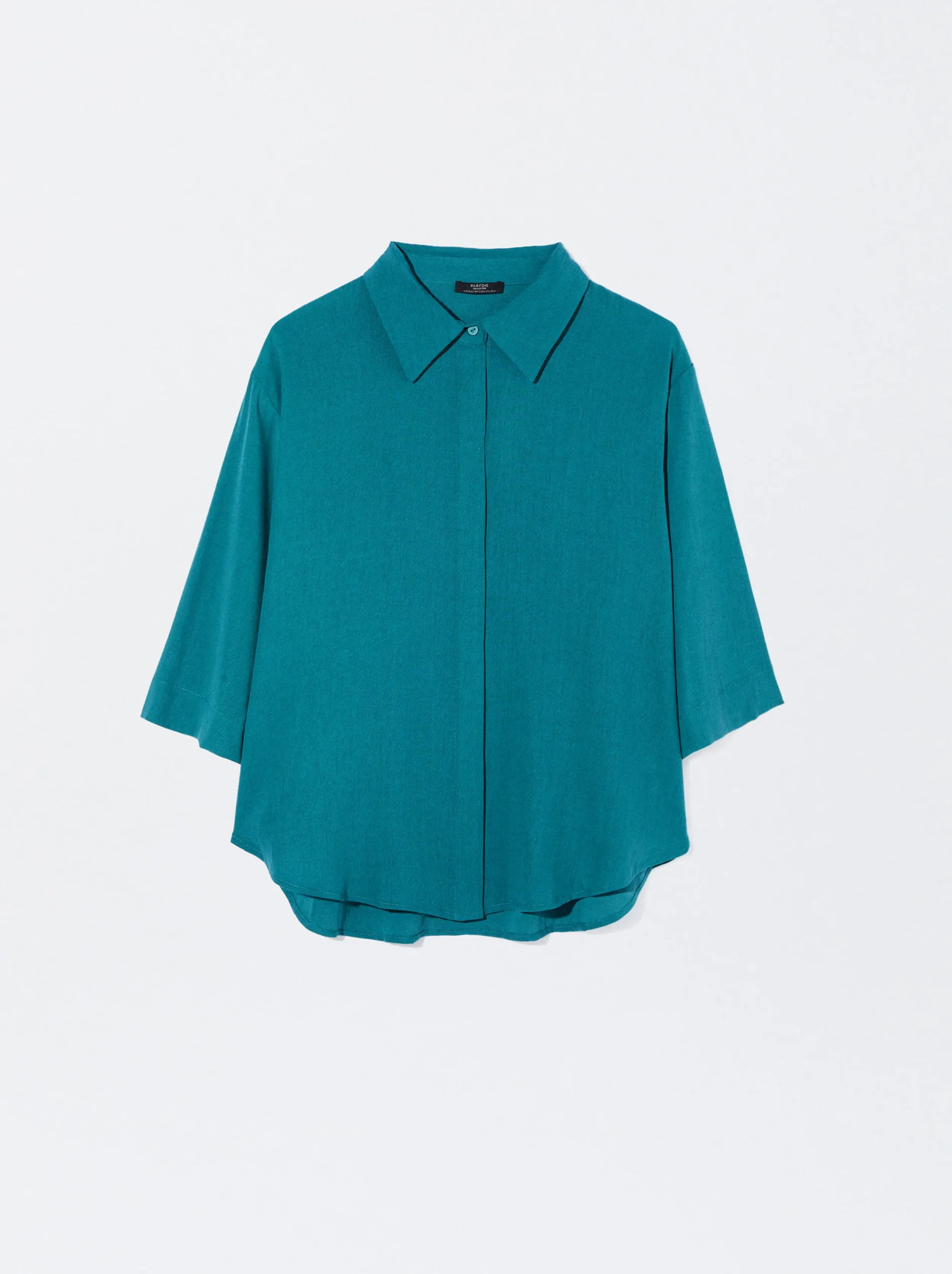 PARFOIS Camisa Fluida Con Botones Azul Best Sale