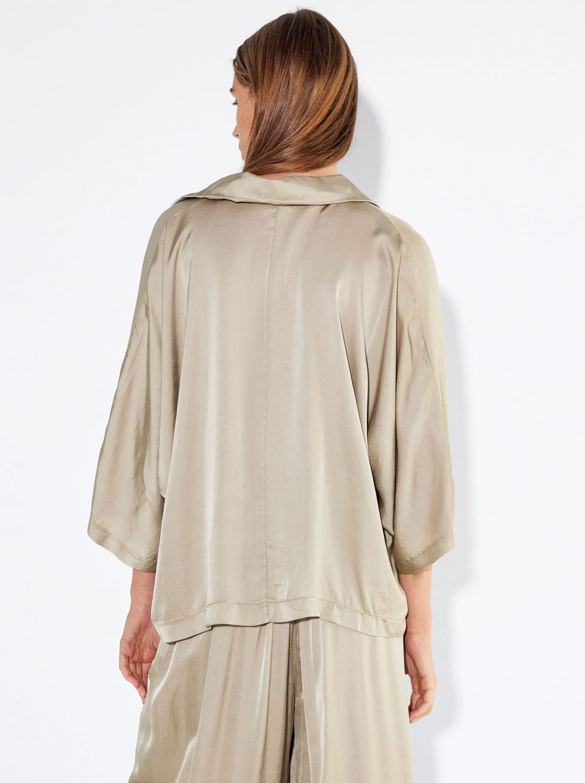 PARFOIS Camisa Fluida Con Cuello De Pico Gris Discount