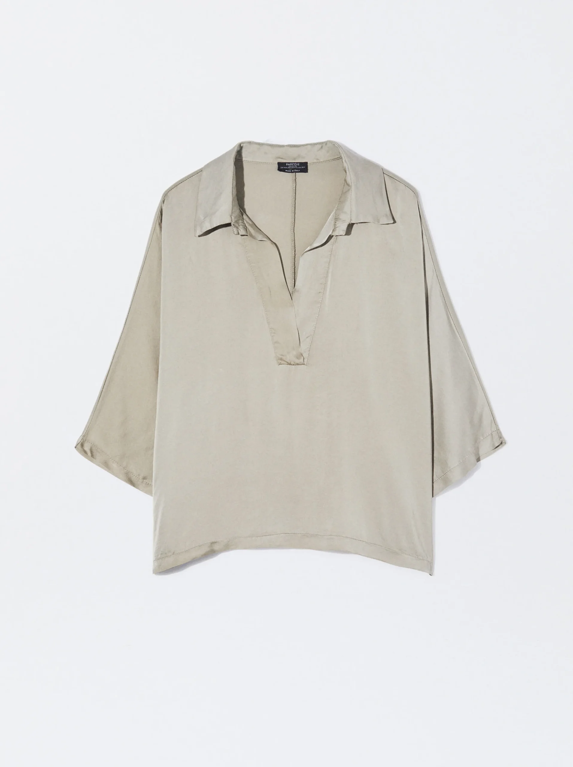 PARFOIS Camisa Fluida Con Cuello De Pico Gris Discount