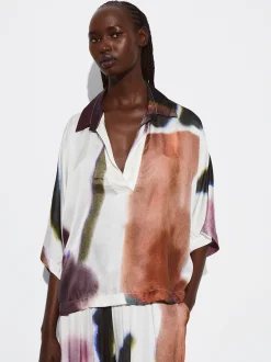 PARFOIS Camisa Fluida Estampada Multicor Cheap