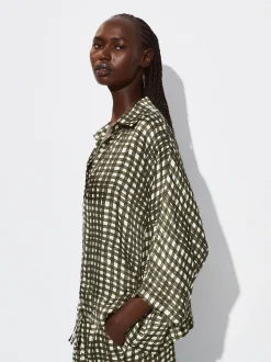 PARFOIS Camisa Fluida Estampada Caqui Cheap