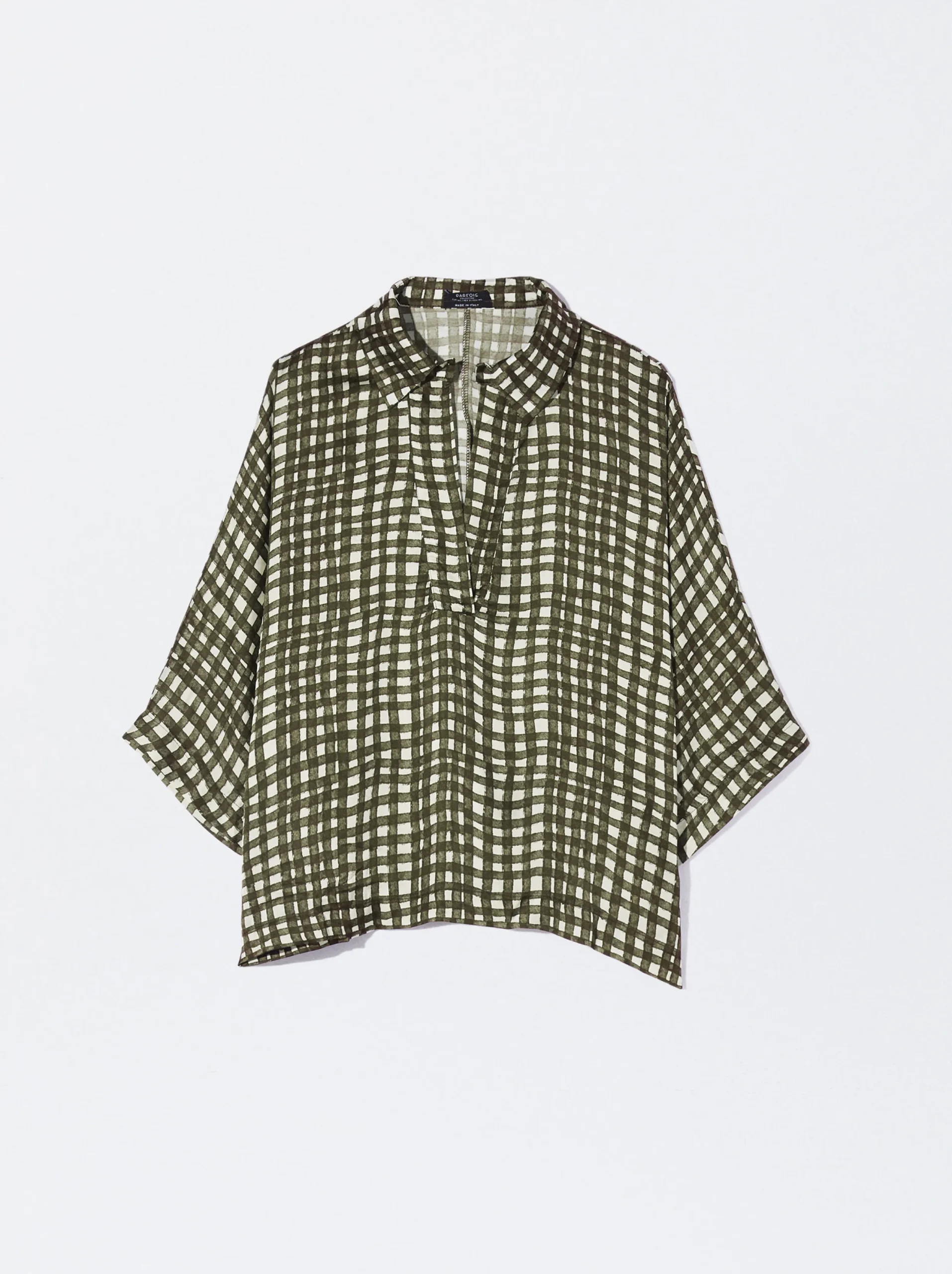 PARFOIS Camisa Fluida Estampada Caqui Cheap