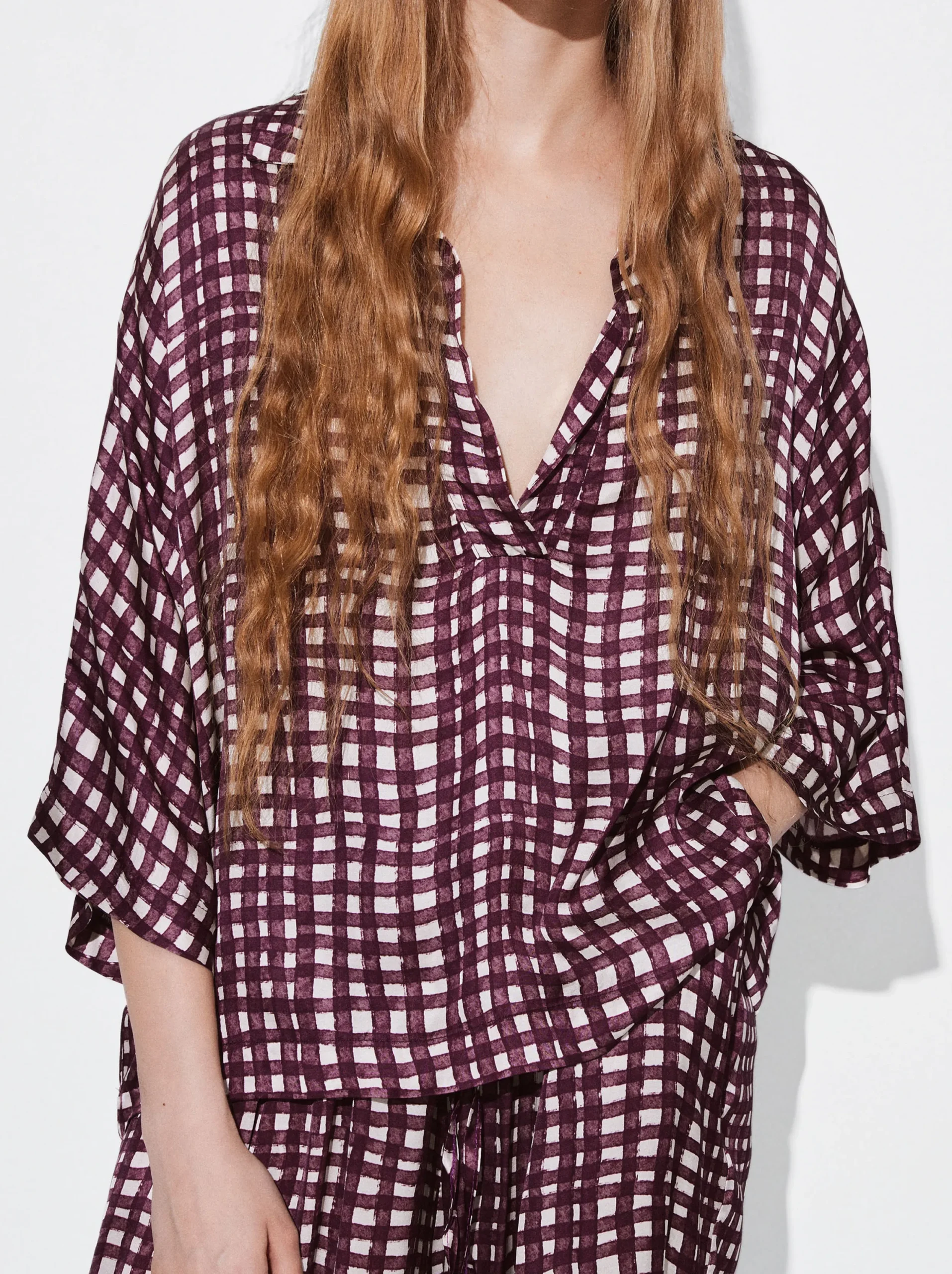 PARFOIS Camisa Fluida Estampada Burdeos New