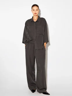 PARFOIS Camisa Lyocell Animal Print Gris Flash Sale