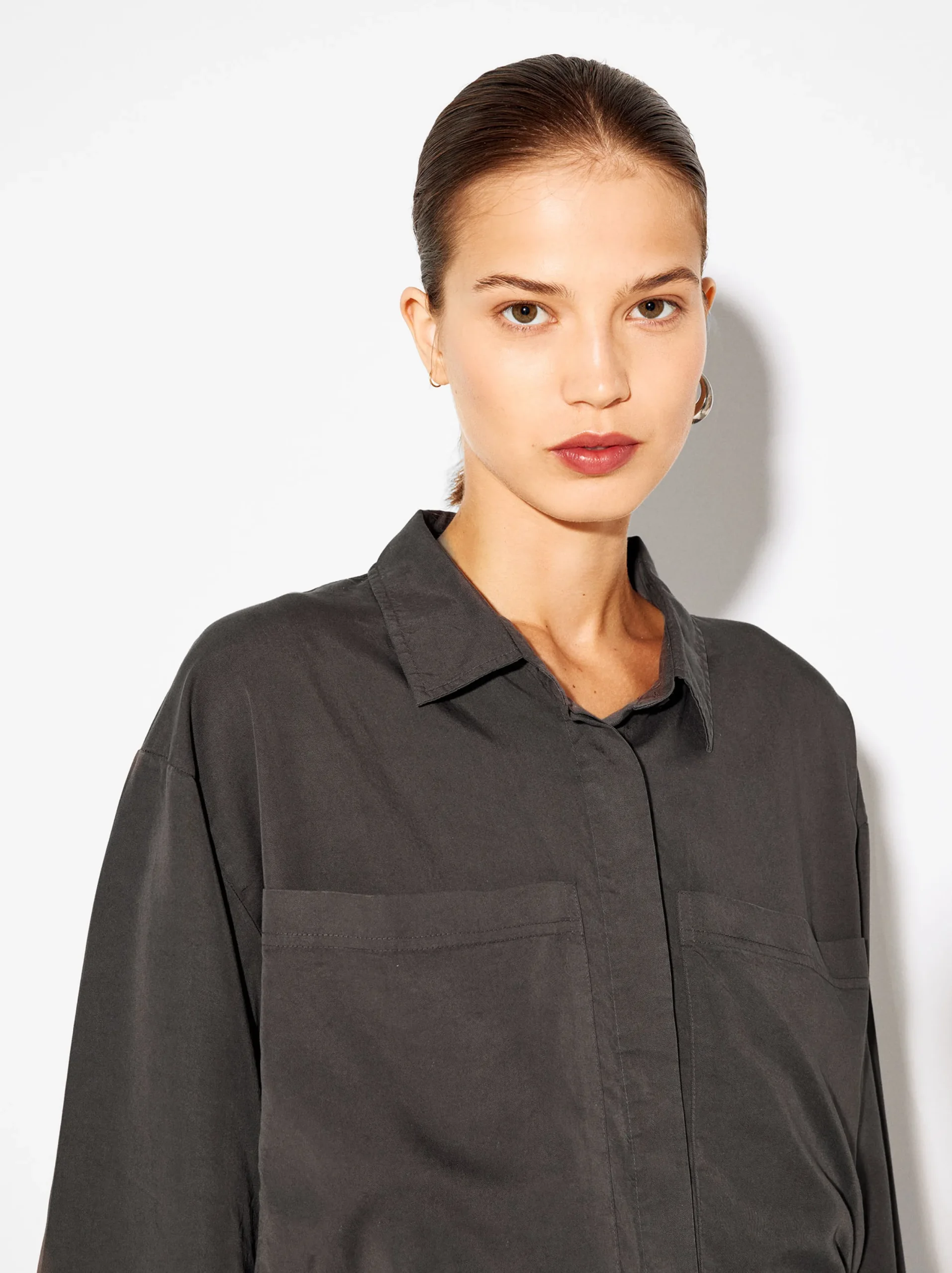 PARFOIS Camisa Lyocell Animal Print Gris Flash Sale