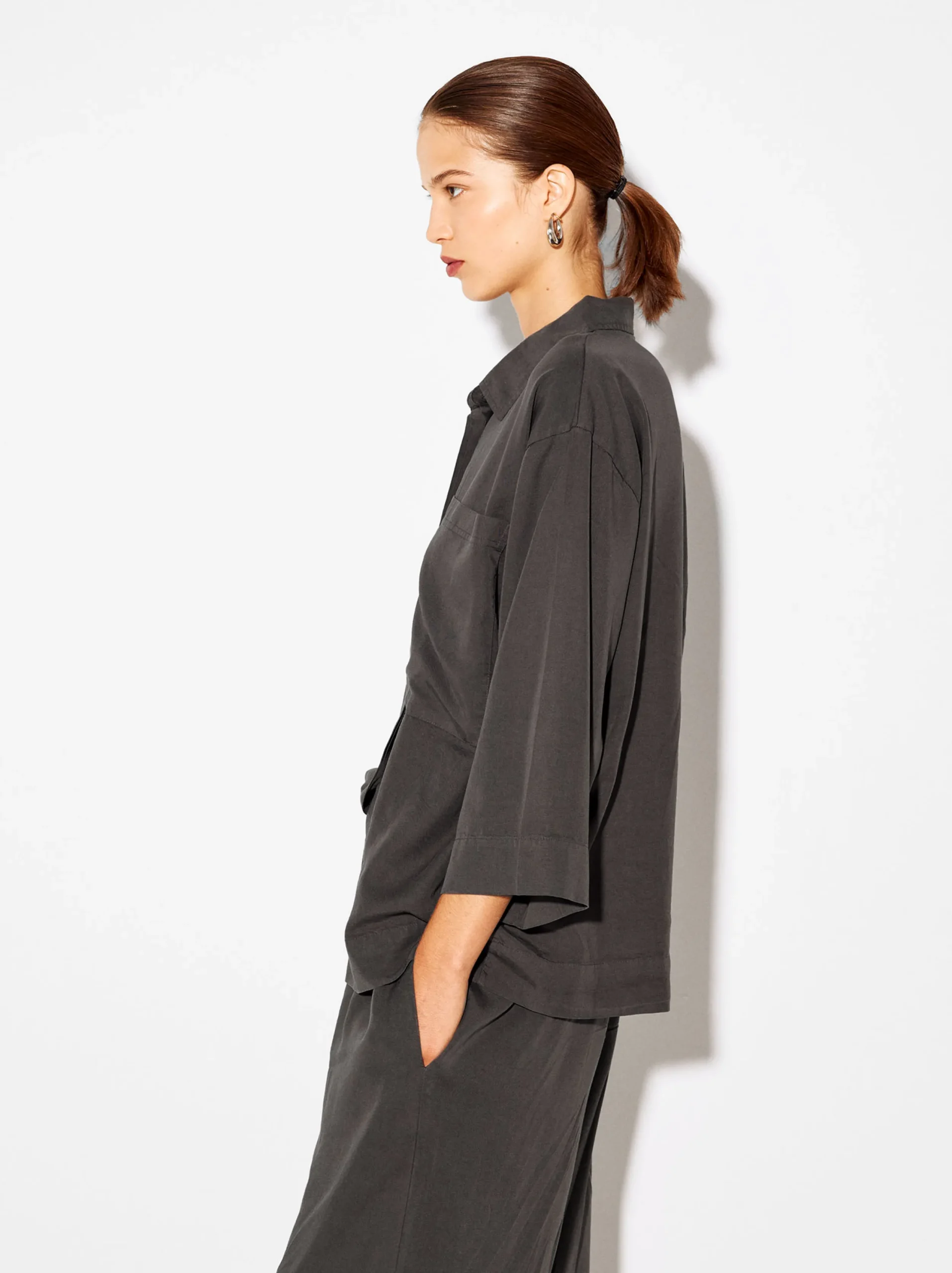PARFOIS Camisa Lyocell Animal Print Gris Flash Sale